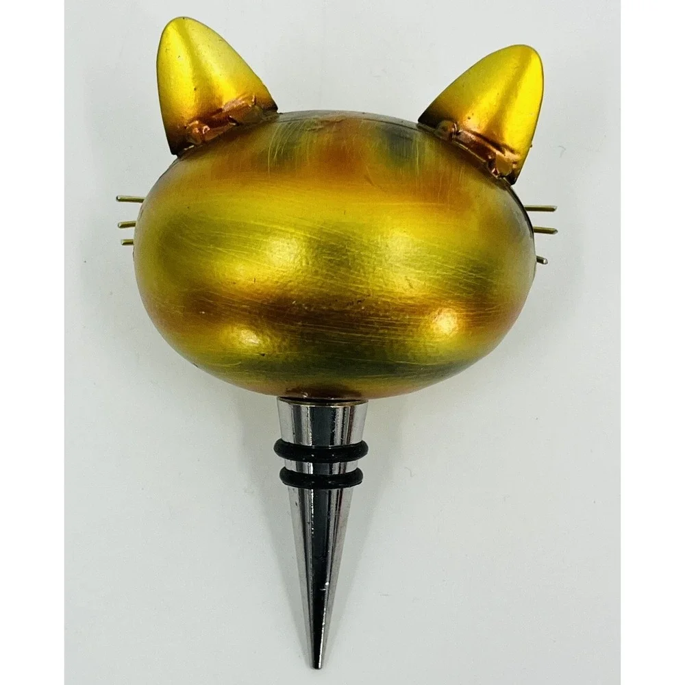 Metal Kitty Cat Wine Bottle Topper Stopper 5